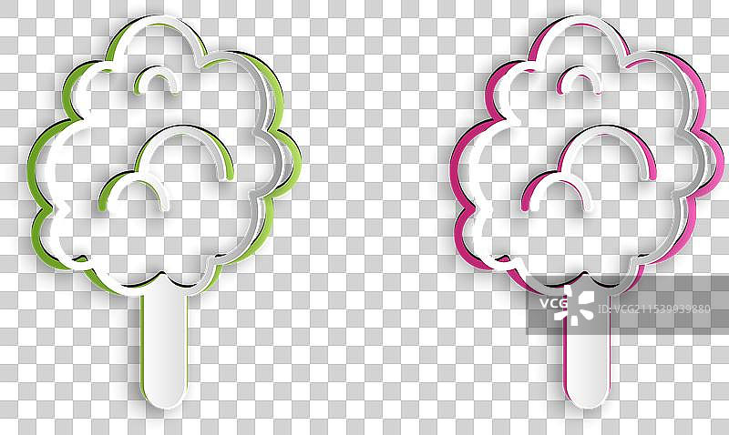 纸切割棉花糖图标，背景为灰色图片素材