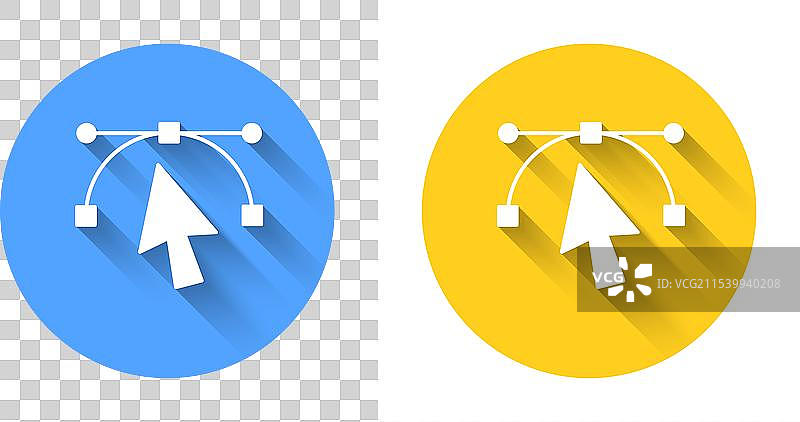 白色贝塞尔曲线图标，带有长阴影图片素材