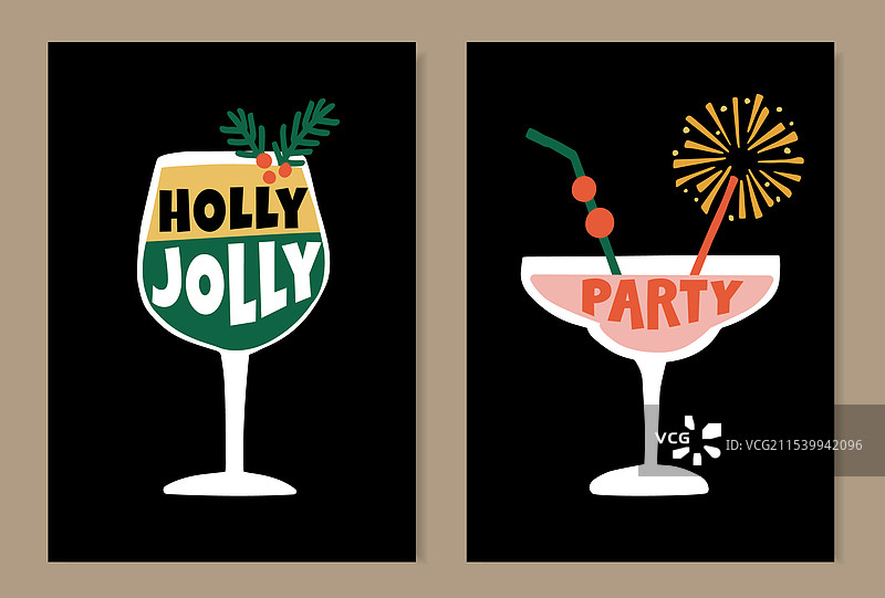 冬季鸡尾酒 圣诞新年问候图片素材