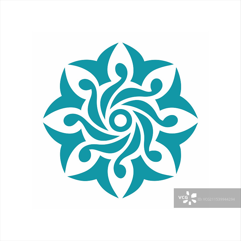 抽象波浪图案的曼陀罗标志设计图片素材