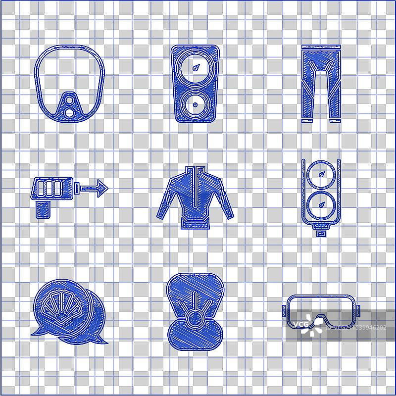 潜水服套装，配有珍珠潜水面罩和深度计图片素材