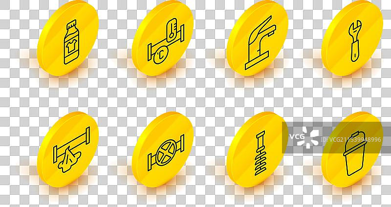 设置管道和桶的马桶刷行业图片素材