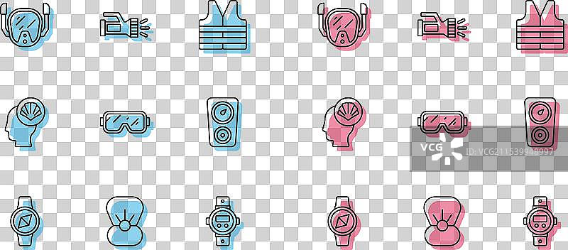 带有珍珠潜水面罩的线性罗盘壳图片素材