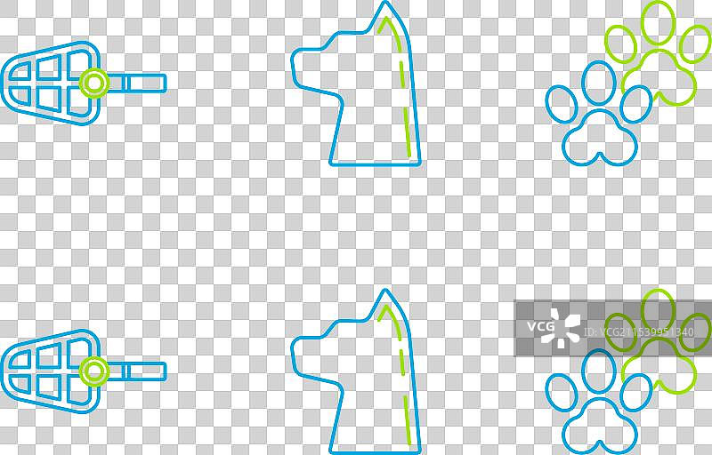 狗鼻子和猫图标的线条爪印设置图片素材