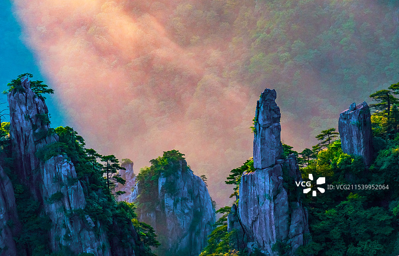 中国安徽黄山北海景区冬季早上的云海图片素材