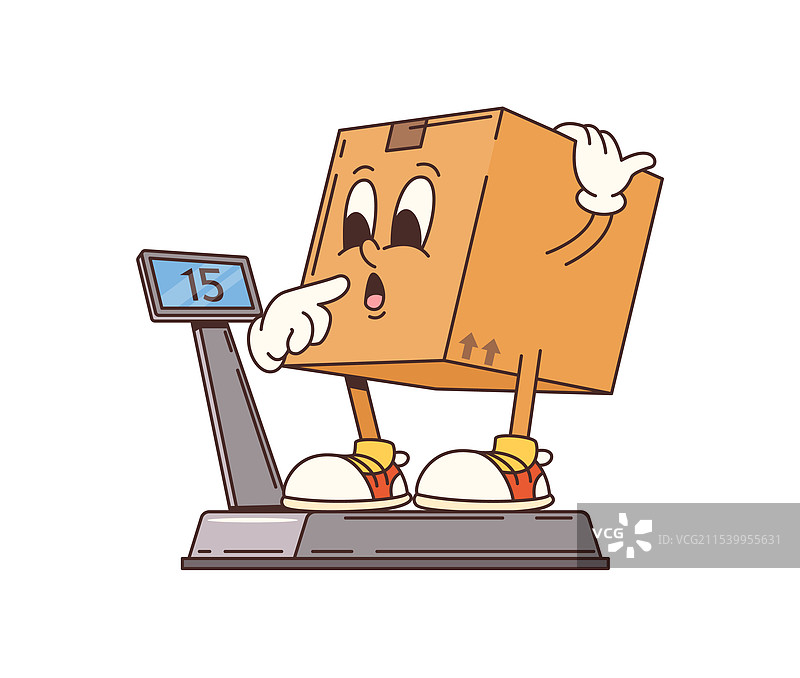 卡通风格的送货纸箱，正在称重图片素材