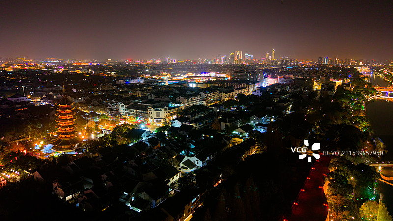 苏州盘门夜景图片素材