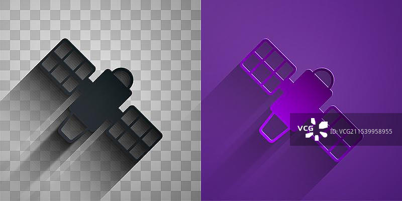 黑色背景上的剪纸卫星图标图片素材