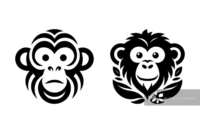 猴子头部轮廓艺术套件图片素材