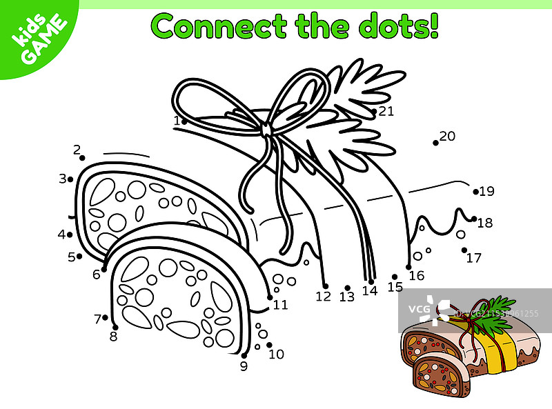 连接点并画出圣诞果仁蛋糕的游戏图片素材