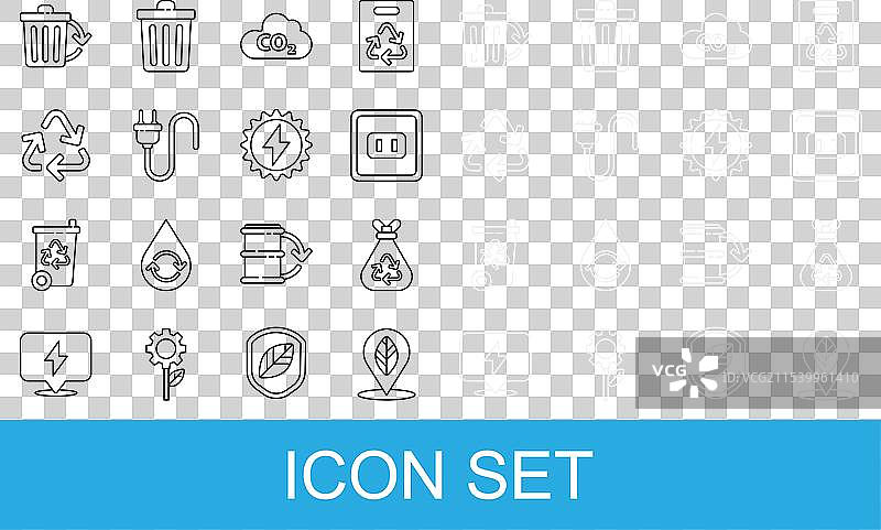 设置垃圾袋回收的线路位置与树叶图片素材