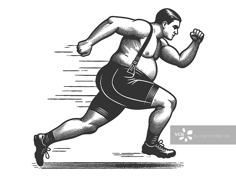 运动中的超重跑者雕刻图图片素材