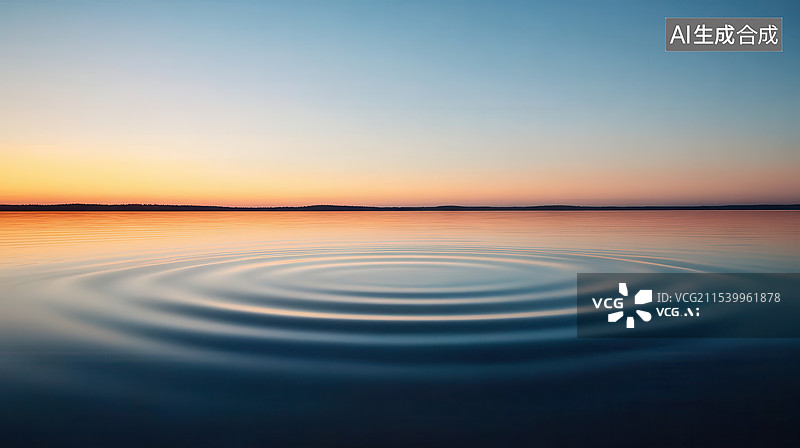 【AI数字艺术】日落时湖面上的倒影图片素材