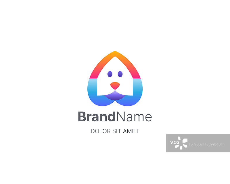 色彩斑斓的可爱狗狗渐变标志图片素材