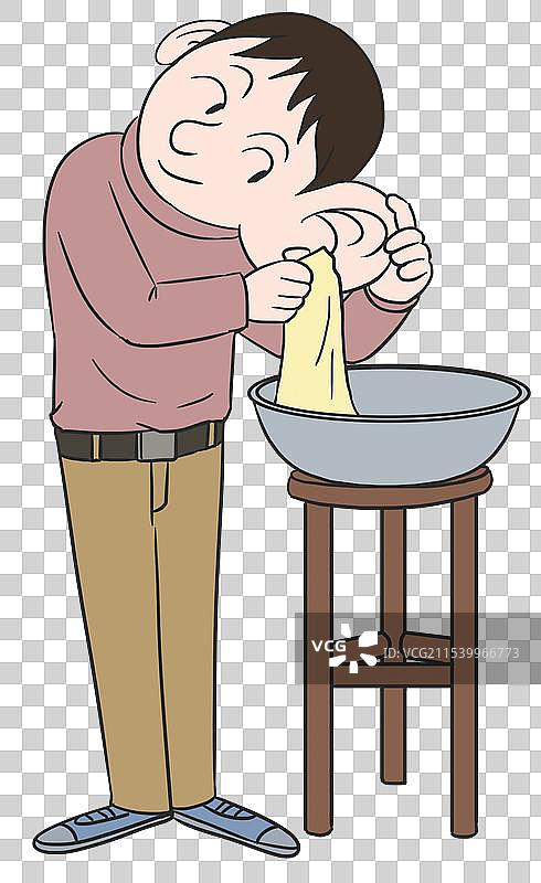 中国风新中式古典传统文化洗耳恭听个人卫生历史国学经典成语典故卡通可爱趣味插画图片素材