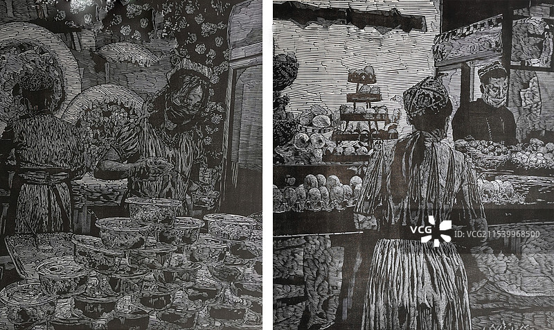 《大巴扎夜市》木板图片素材