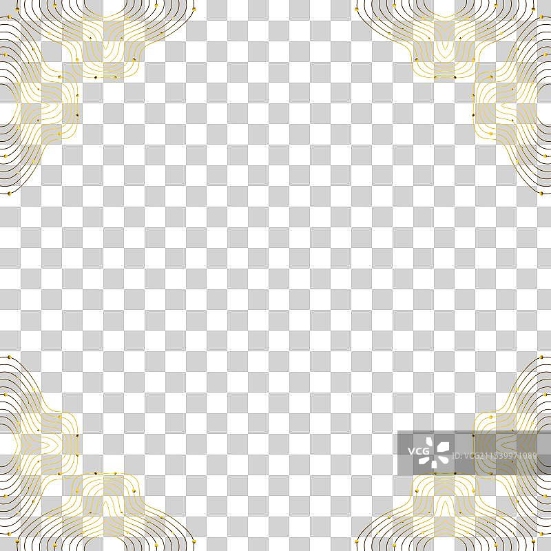 黑色背景上的抽象金色线框装饰图片素材