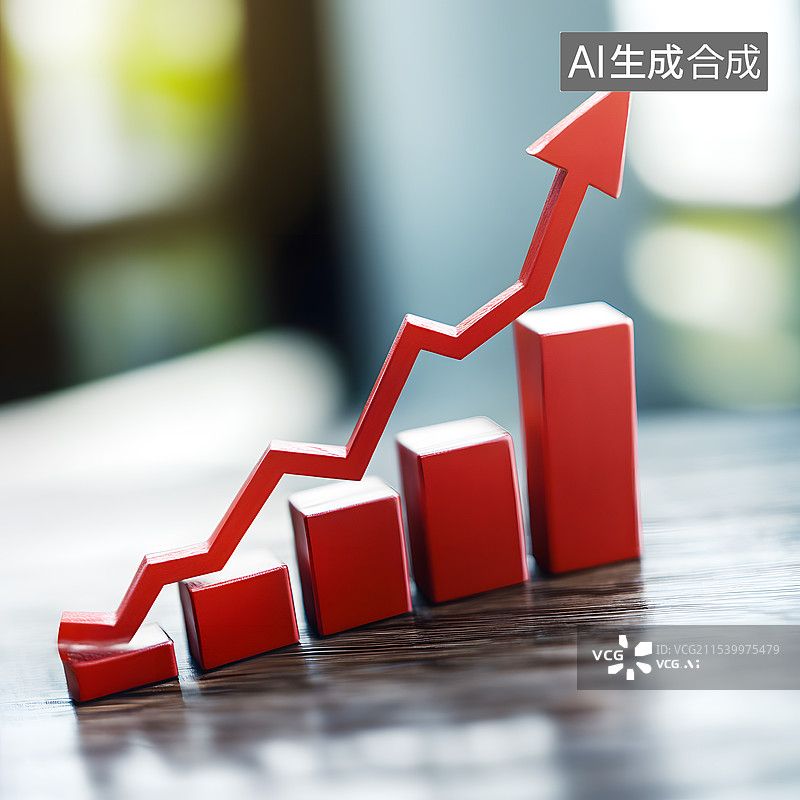 【AI数字艺术】AIGC：上升增长箭头和柱状图，财经金融经济理财类背景图片素材