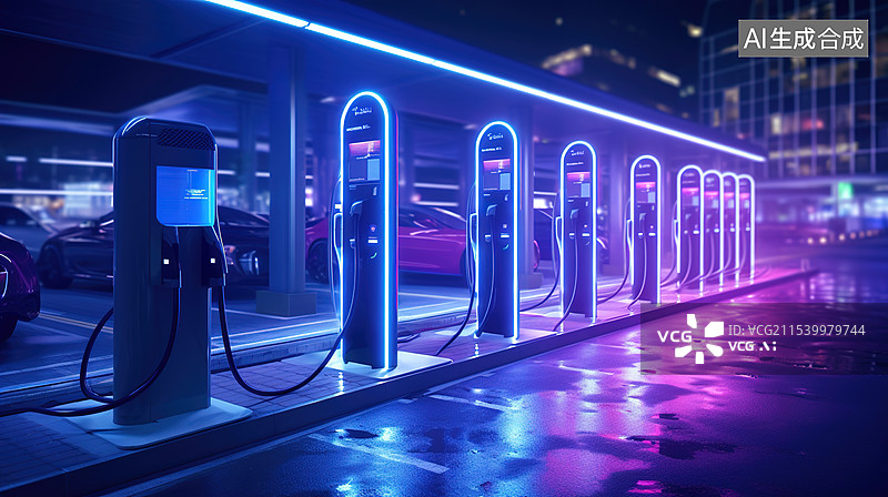 【AI数字艺术】赛博朋克风格充电桩图片素材