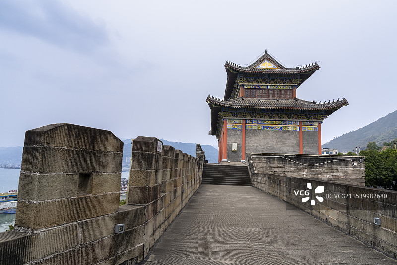 重庆奉节夔州古城依斗门和古城墙图片素材