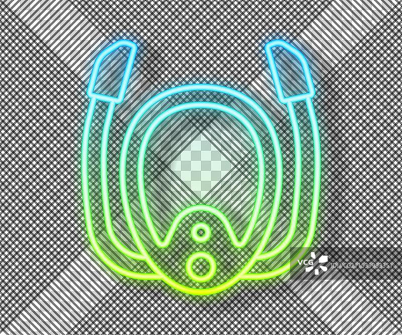 发光的霓虹线潜水面罩与呼吸管图标图片素材
