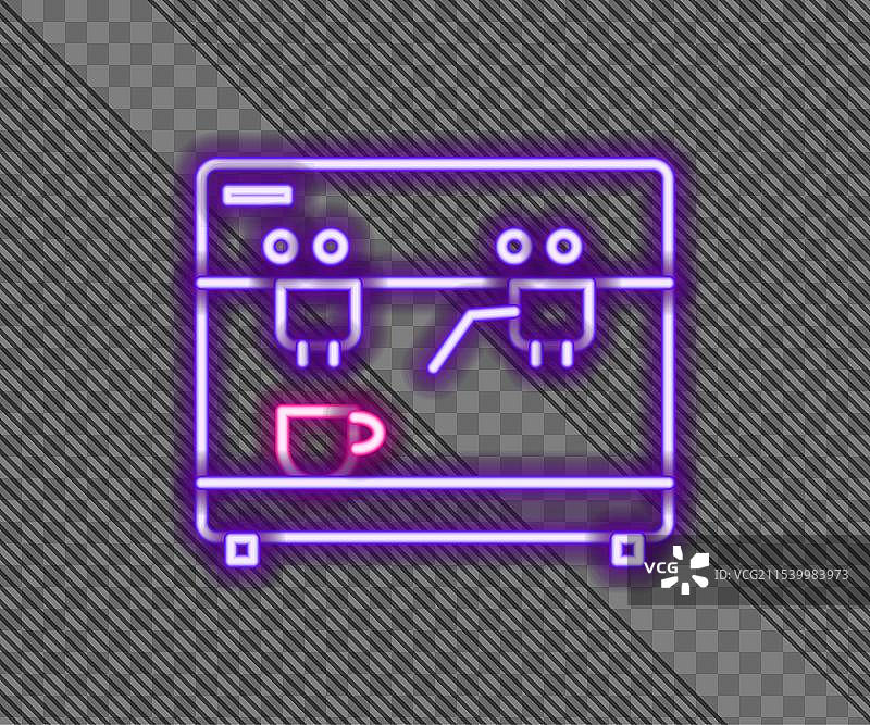 发光的霓虹线咖啡机图标孤立在图片素材