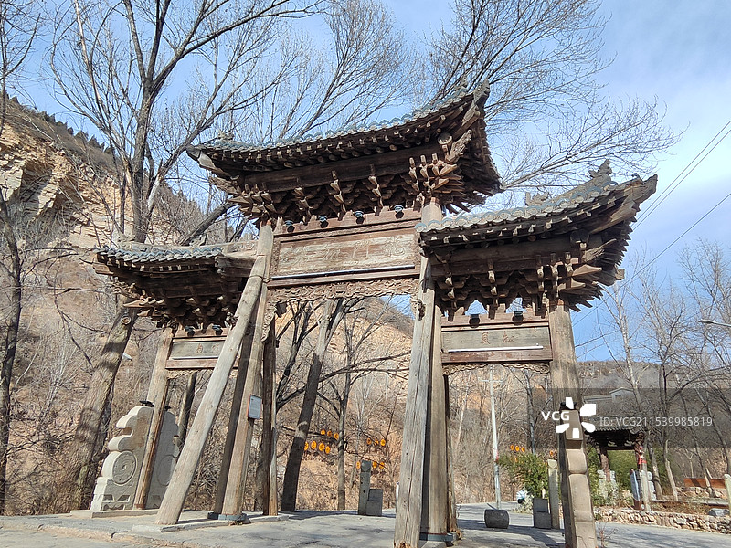 招止园元末明初木牌楼图片素材