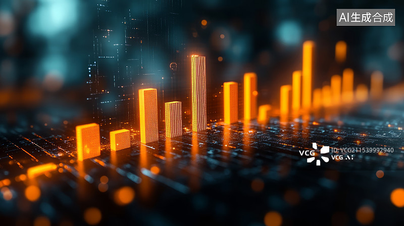 【AI数字艺术】金融经济柱状图表股票股市行情走势背景图片素材