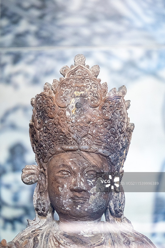 云南大理市博物馆大理市凤仪县的北汤天村法藏寺木雕文殊普贤图片素材