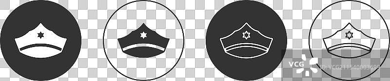 黑色警察帽带徽章图标图片素材