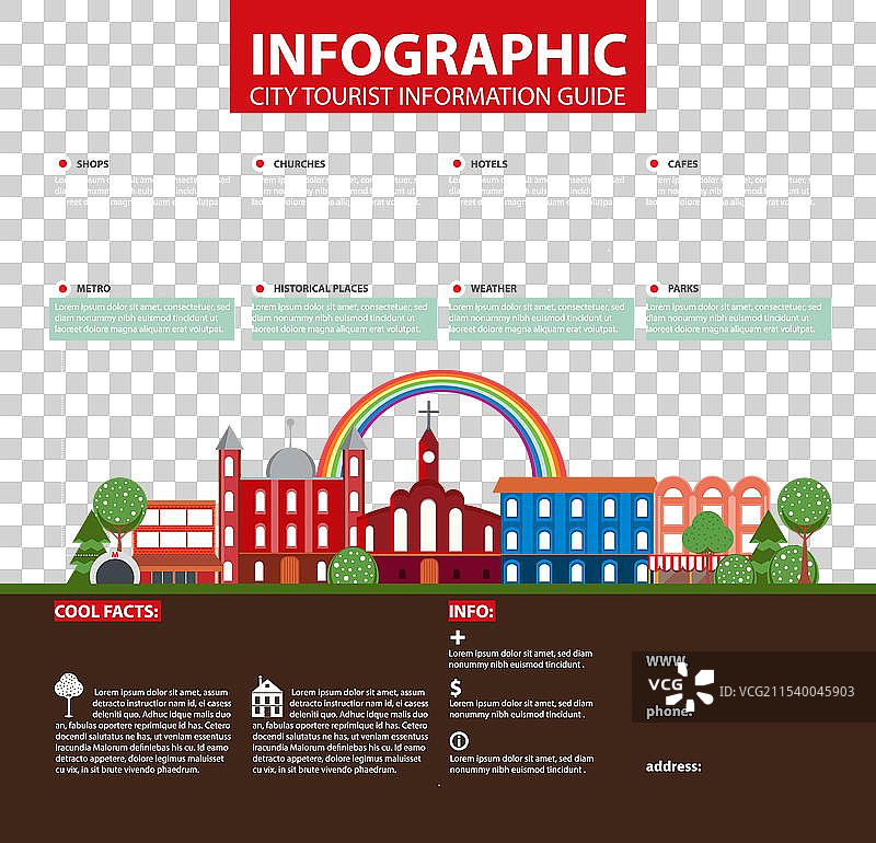 平面旅行城市信息图概念图片素材
