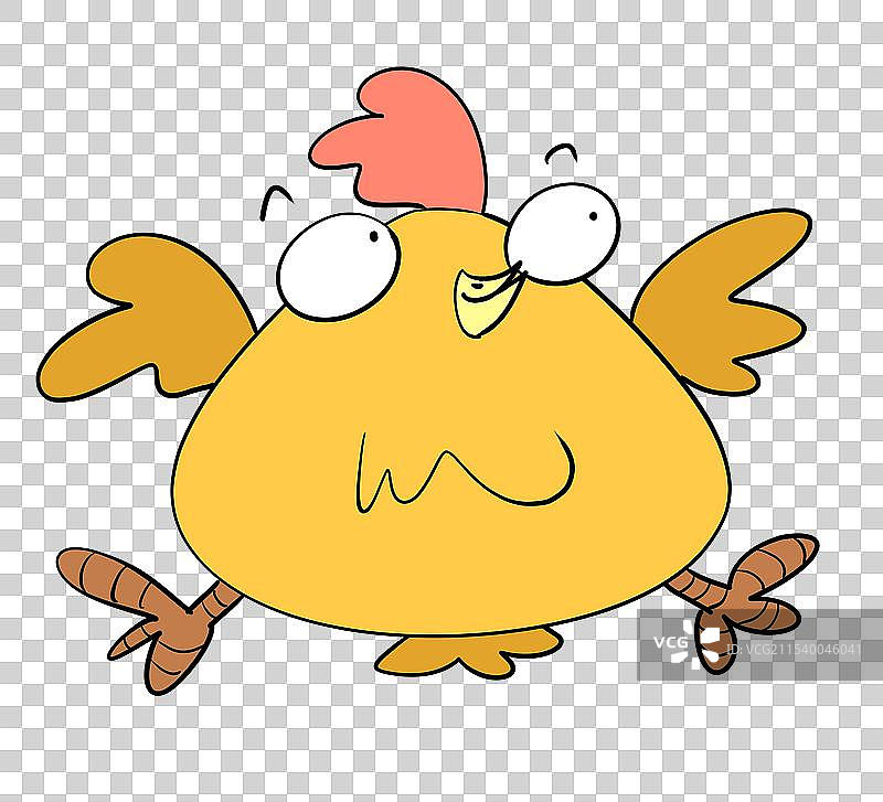 一只高兴得跳起来的小鸡卡通漫画元素图片素材