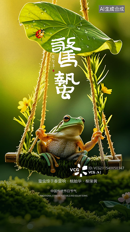 【AI数字艺术】2025二十四节气微距插画惊蛰图片素材