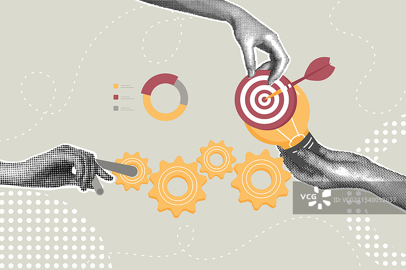 时尚的半色调拼贴概念项目图片素材