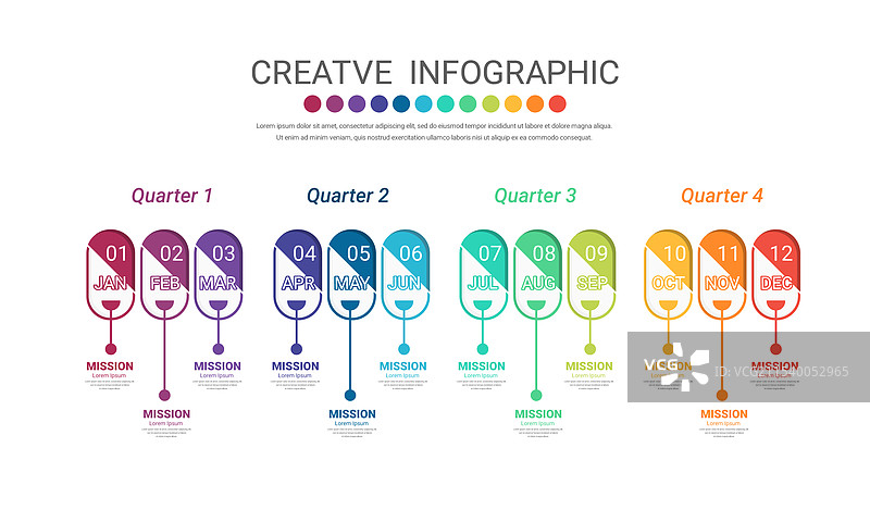 一年12个月分为4个季度图片素材