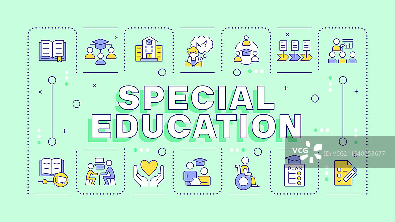 特殊教育浅绿色词汇概念图片素材