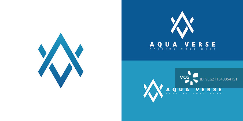 现代蓝色字母AV或VA的标志图片素材