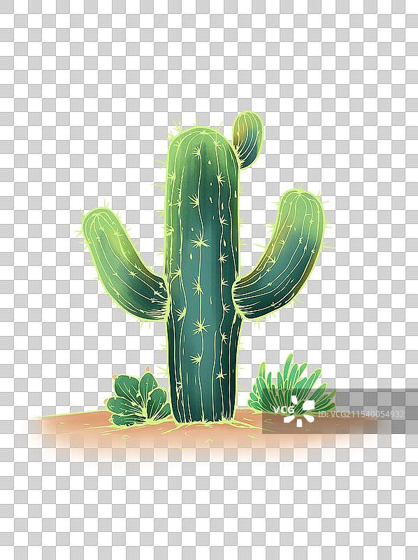 手绘国潮风仙人掌免抠元素图片素材