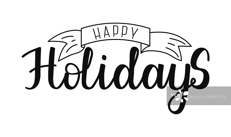 手绘书法字母的节日快乐图片素材