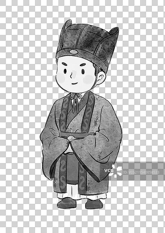 文创国风古代人物Q版可爱插画元素图片素材