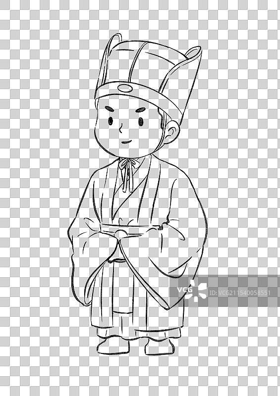 文创国风古代人物Q版可爱插画元素图片素材