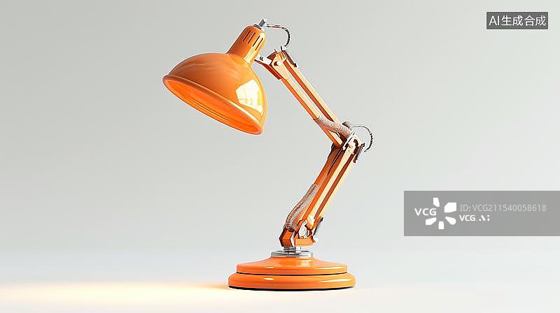 【AI数字艺术】白色背景下桌子上的黄色台灯特写镜头图片素材