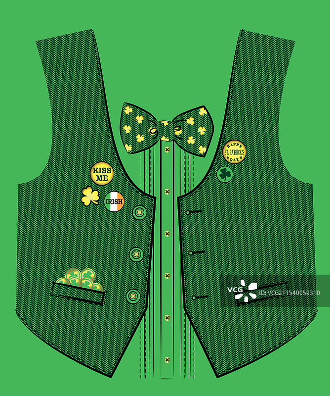 带有蝴蝶结和口袋里装有硬币的马甲图片素材