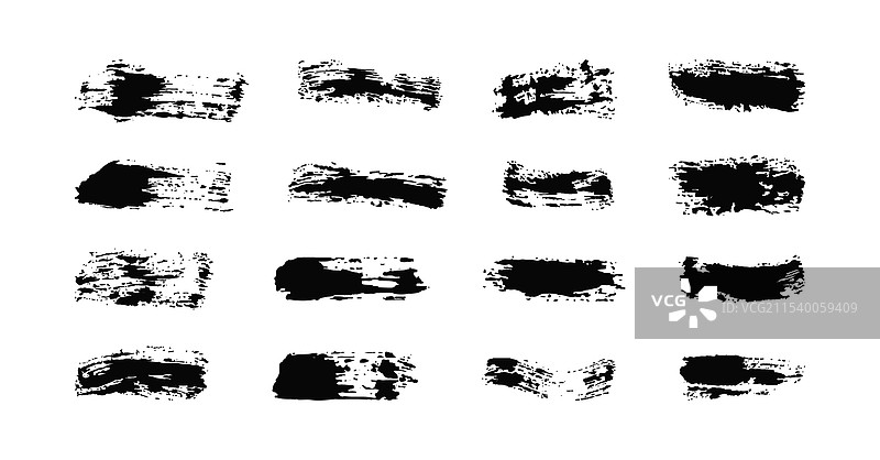 脏效果的涂鸦笔刷笔触套装横幅图片素材