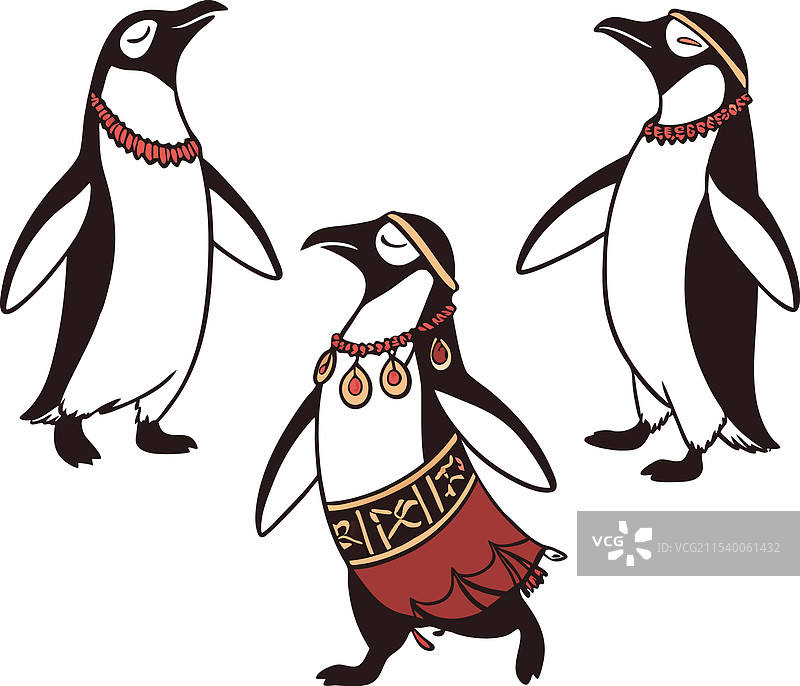 穿着肚皮舞服的企鹅艺术作品图片素材