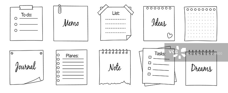 备忘录框架便条纸线条纸张套装笔记本图片素材