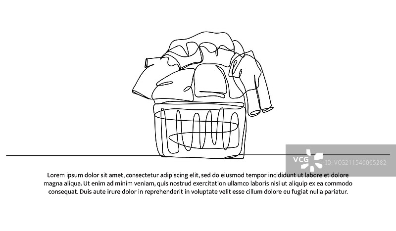 连续一线设计的衣物篮图片素材