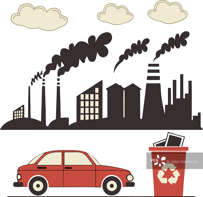 污染概念扁平风格图片素材