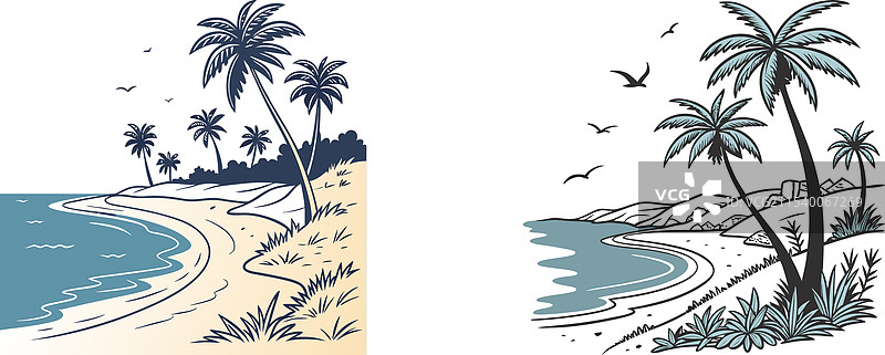 旅行海滩艺术剪影图像图片素材