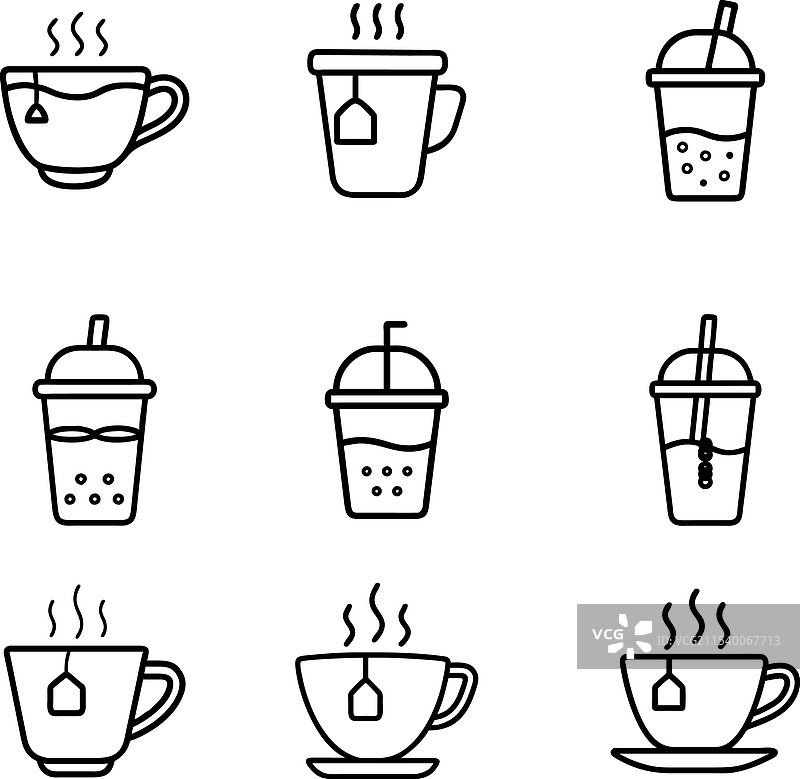 泡茶杯的线条艺术图片素材
